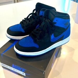 The Air Jordan 1 Retro High OG in royal blue and black.